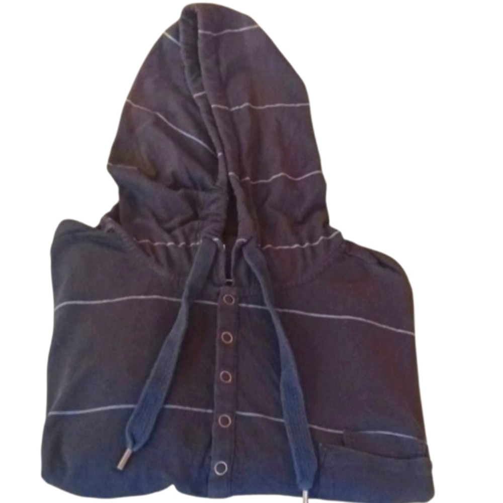 Howe Pima Cotton Hoodie , Large, Blue + Silver Stripes.